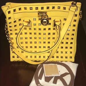 Michael Kors Hamilton Yellow Studded Bag